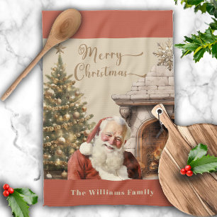 Traditional Christmas Santa Claus Tea Towel