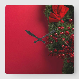 traditional christmas square wall clock