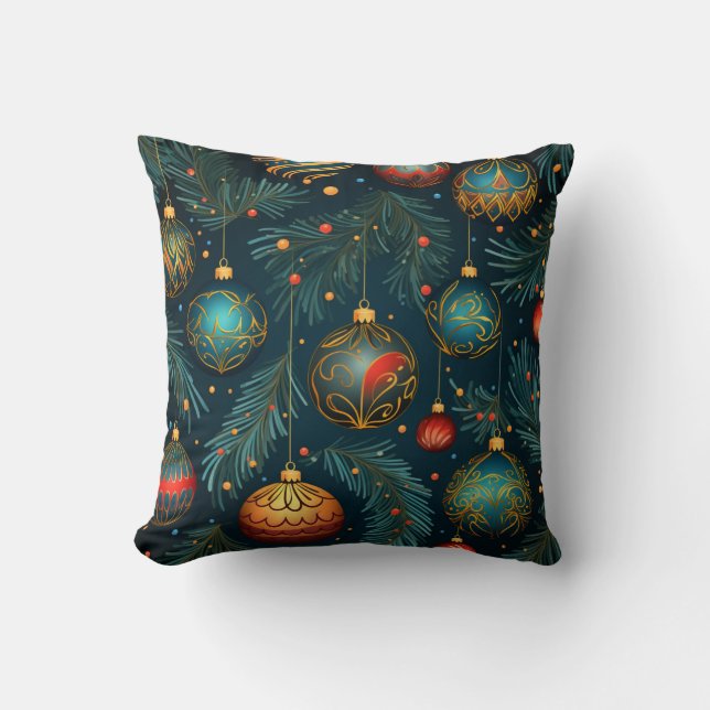 Traditional Christmas Throw Pillow (Front)