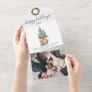 Traditional Christmas tree all in one holiday card