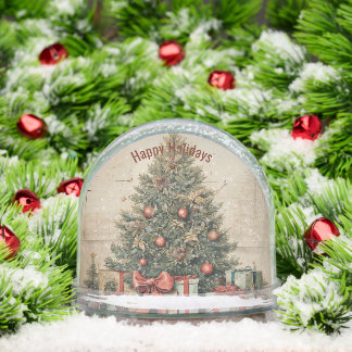 Traditional Christmas Tree and Presents Gift Wrapp Snowglobe