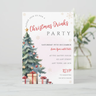Traditional Christmas Tree Gifts Party Invitation
