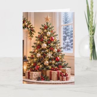 Traditional Christmas Tree Merry Christmas Holiday Card