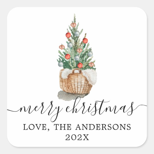 Traditional Christmas tree Merry Christmas sticker (Front)