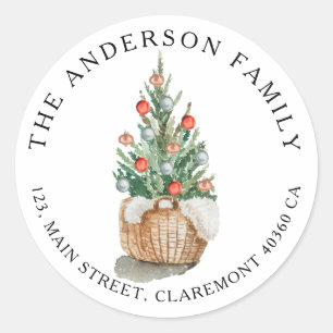 Traditional Christmas tree return address label