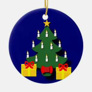 Traditional Christmas Tree with Candles  Ceramic Ornament