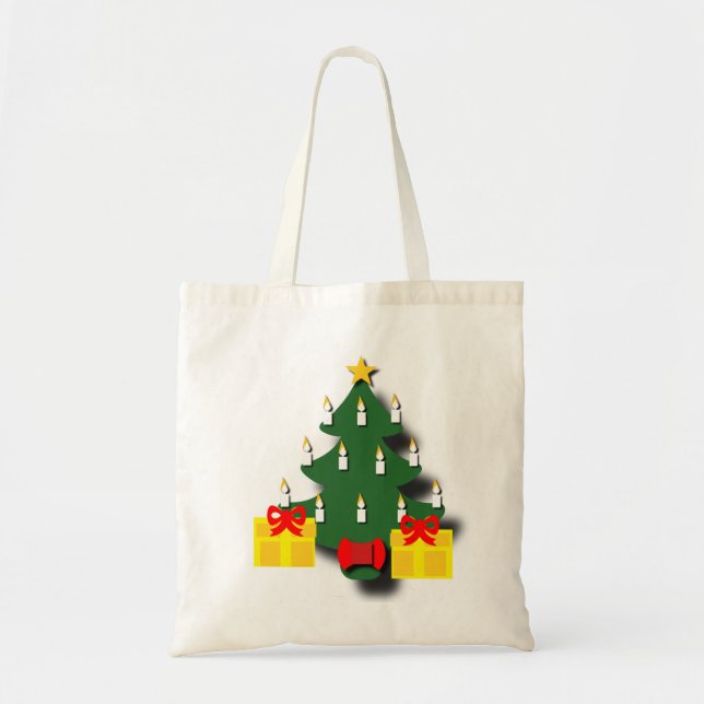 Traditional Christmas Tree with Candles  Tote Bag (Front)