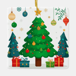 Traditional Christmas Tree With Colourful Ornament