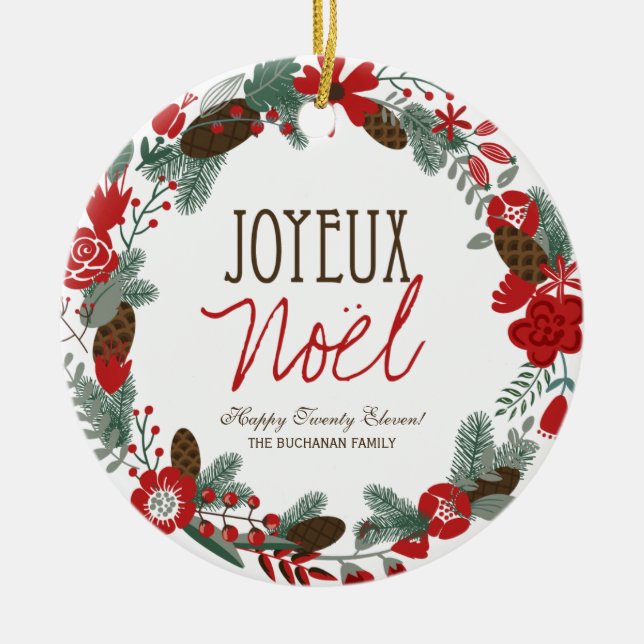 Traditional Christmas Wreath Photo Ornament (Front)