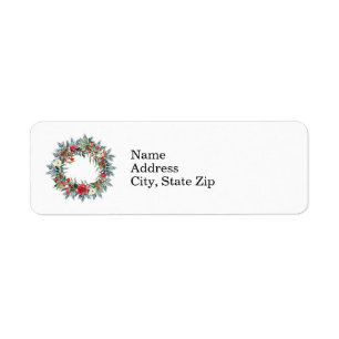 Traditional Christmas Wreath Return Address Label