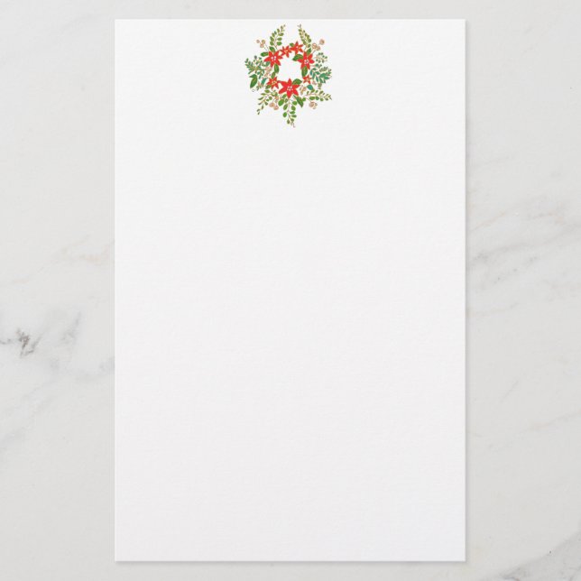 Traditional Christmas Wreath Stationery (Front)
