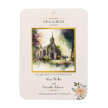 Traditional Church Gold Flower Save the Date