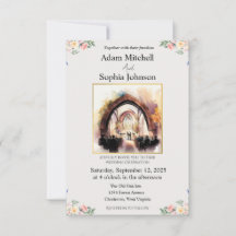 Traditional Church InterWatercolour Wedding Invite