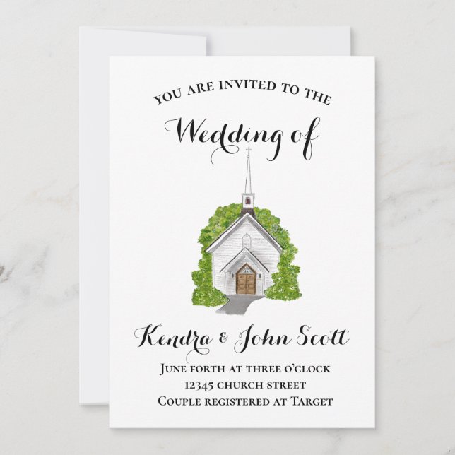 Traditional church watercolor invitation  (Front)
