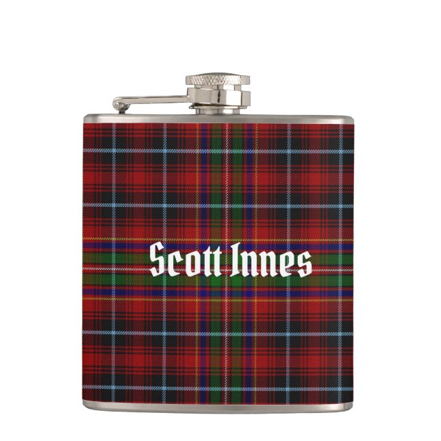 Traditional Clan Innes Tartan Plaid  Hip Flask (Front)