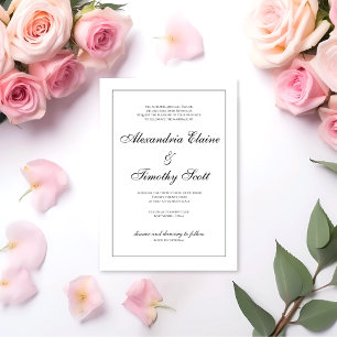 Traditional Classic Black and White Wedding Invitation