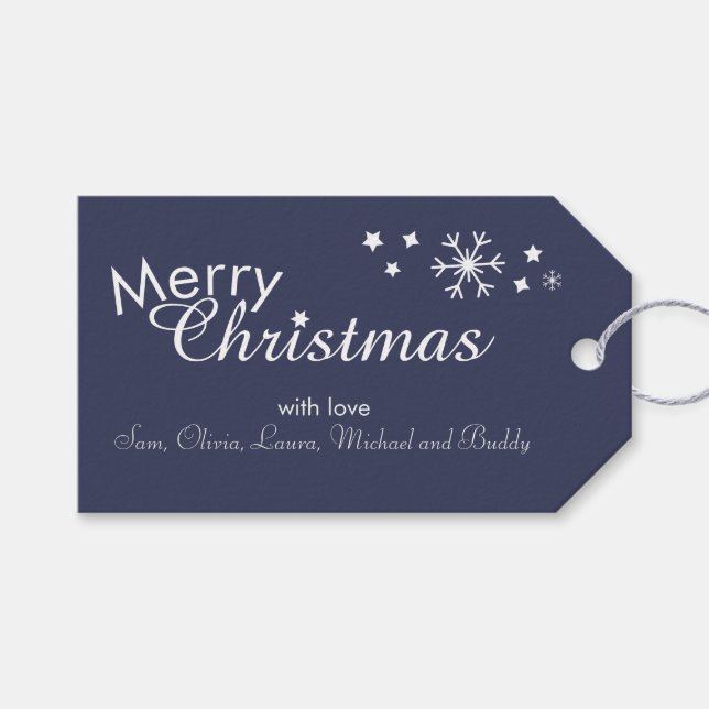 Traditional - Classic Blue Customisable Gift Tags (Front (Horizontal))