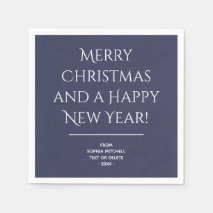 Traditional - Classic Blue Merry Christmas Napkins