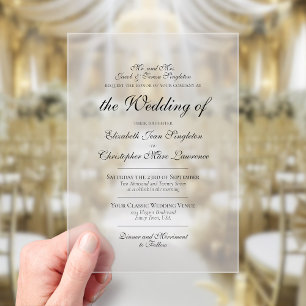 Traditional Classic Elegance Simple Formal Wedding Acrylic Invitations