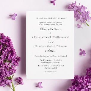 Traditional Classic Formal Minimalist Wedding  Invitation