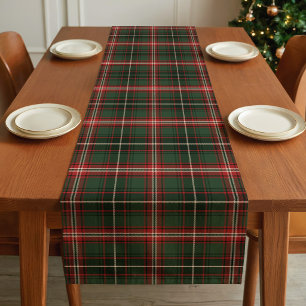 Traditional Classic Green Tartan Christmas Plaid Short Table Runner