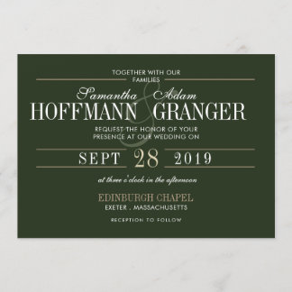 Traditional & Classic Green Wedding Invitation Set