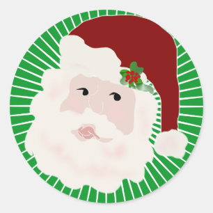 Traditional Classic Holidays Santa Clause Round Sticker