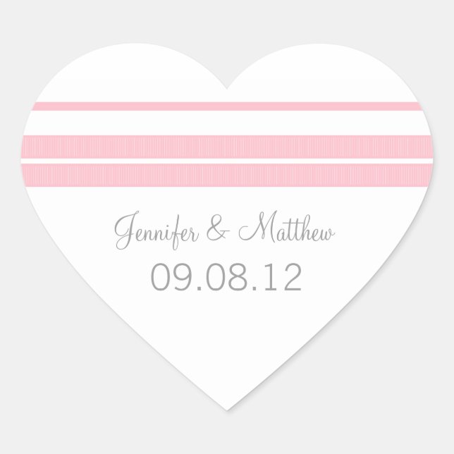 Traditional Classic Stripes Heart Wedding Stickers (Front)