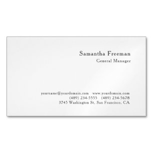 Traditional Classical Plain Black White Minimalist Magnetic Business Card