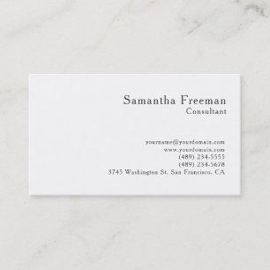 Traditional Clean Plain White Minimalist Business Card