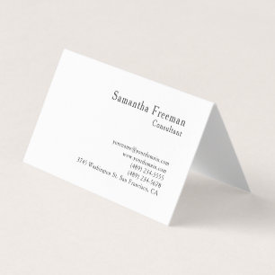 Traditional Clean Plain White Minimalist Business Card
