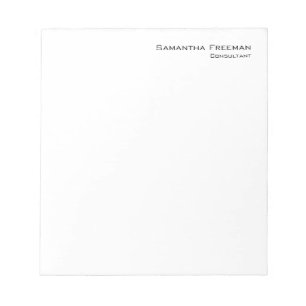 Traditional Clean Plain White Minimalist Notepad