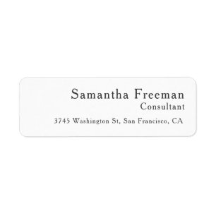 Traditional Clean Plain White Minimalist Return Address Label