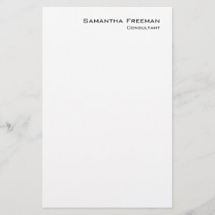 Traditional Clean Plain White Minimalist Stationery