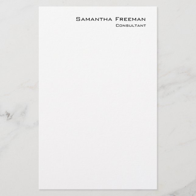 Traditional Clean Plain White Minimalist Stationery (Front)