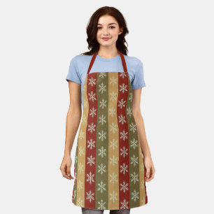 traditional colored Christmas snowflake striped Apron