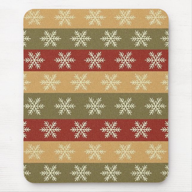 traditional colored Christmas snowflake striped  Mouse Pad (Front)