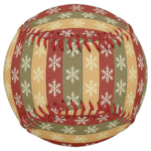 traditional colored Christmas snowflake striped  Softball