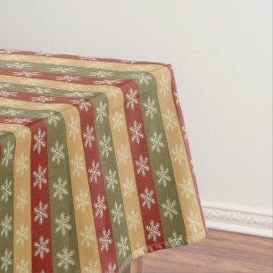 traditional colored Christmas snowflake striped Tablecloth