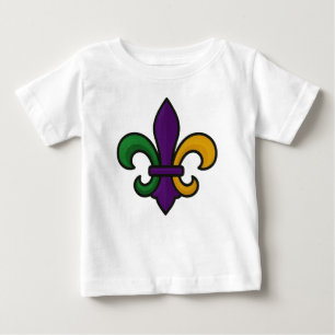 Traditional colored Mardi Gras Fleur de Lis Baby T-Shirt