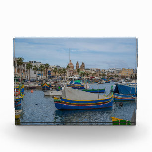 Traditional colorful fishing boats in Malta Photo Block