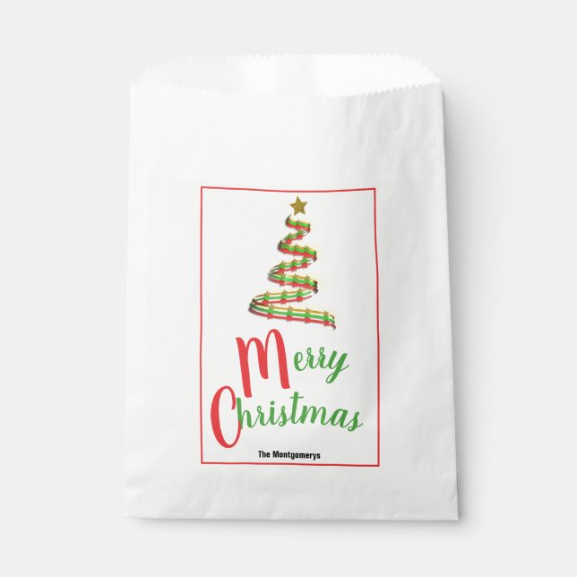 Traditional Colour Abstract Christmas Tree Favour Bag (Front)