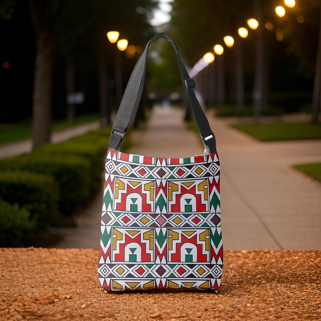 Traditional Colourful African Tribe Patterns City Crossbody Bag (Traditional Colorful African Tribe Patterns City Crossbody Bag Park Bench)