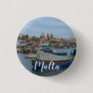Traditional colourful fishing boats in Malta 3 Cm Round Badge