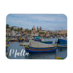 Traditional colourful fishing boats in Malta Magnet