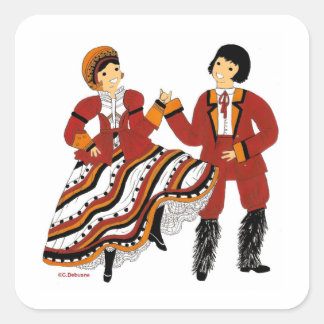 Traditional costume in Corsica, France Square Sticker