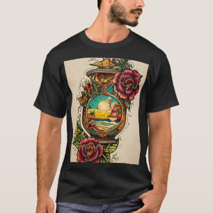 "Traditional Cupid Tattoo Design with Heart, Bow,  T-Shirt