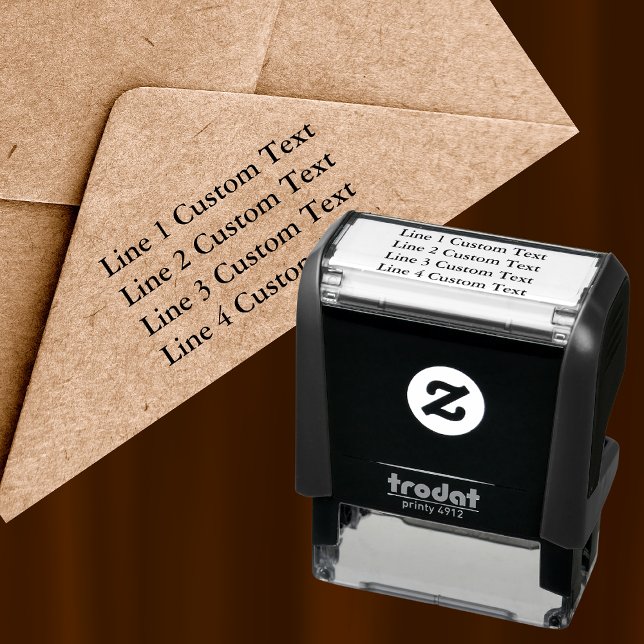 Traditional Custom Business 4 Lines of Serif Text Self-inking Stamp (Creator Uploaded)