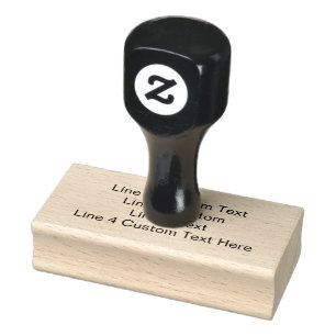 Traditional Custom Business 4 Lines Text Wood Rubber Stamp