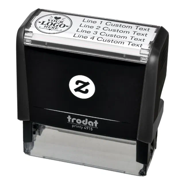 Traditional Program Menu Design Traditional Custom Business 4 Lines With Logo Self-inking Stamp | Zazzle